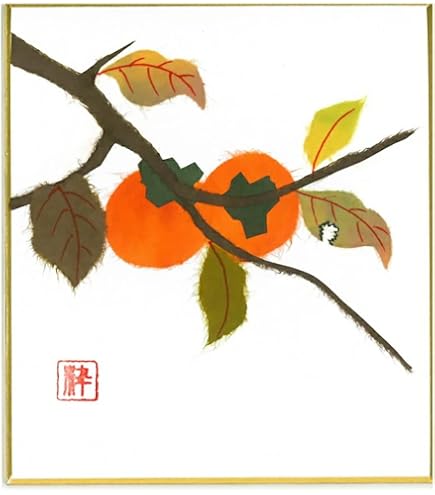 Amazon.co.jp: 完成品 ちぎり絵 色紙 柿 石川紙業 242×272mm 花 秋