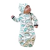 2pc新生児幼児女児Boy Cartoon Dinosaurパジャマガウンおくるみ帽子服装 Bust:62cm/24.4" Length:54cm/21.3" ホワイト