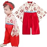 Goodparty 女の子 着物 和装 ベビー こども服 ロンパース カバーオール 入学式 発表会 結婚式 七五三 お宮参り (70, レッド)