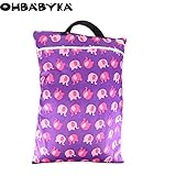 OHBABYKAウェットバック(防水バッグ) おむつポーチ おむつバッグ 防水ポーチ 抗菌 消臭 可愛い オムツ おしりふき 着替え タオル 水着 お風呂用品 食事セット入れ マルチ収納 ショッピング
