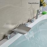 3-styles Deck Mount 5pcs Waterfall Spout Tub Faucet Chrome Finished Bathtub Mixer Taps Widespread 5 