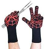 bruellaバーベキュー手袋、スパイダーマングリルグローブ。A + Military Grade Kevlar |グリルFearlessly 。耐熱性手袋承認to 932 °F ✪ Idealギフト