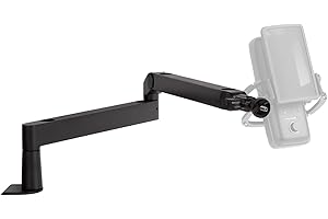 Elgato Wave Mic Arm LP Low Profile Swivel Boom, Hidden Cable Channels, All-Metal, Versatile Desk clamp, 1/4“-3/8“-5/8“ mic mounts, Studio, Broadcast,Professional mic arm,Black