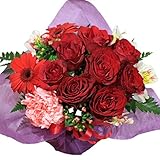 Hanadokoroかんも屋特製 バラ8本と季節のお花 フラワーアレンジメント フラワーギフト 選べるラッピング roses with basket for birthday and annivers