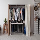 カーテン付きクローゼットハンガー　（スモールタイプ）　ナチュラル色