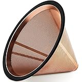 Wedrink Pour Over Coffee Filter 再利用可能 パーマネントV60 コーヒーコーンドリッパー メッシュコーヒーフィルター ペーパーレス ステンレススチール コーヒーメーカー (ローズゴールド)