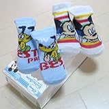 Disney(ディズニー）ミッキー＆グーフィ・ベビーソックス2P（ブーティ）0/3ヶ月（ブルー×ホワイト） [Baby Product]
