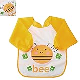 hotbest ベビー食事用 エプロン長袖 防水 可愛い お食事練習 お絵描き 粘土遊び などに最適 離乳食 保育園用 食事用エプロン ベビー 赤ちゃん