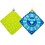 Sassyサッシー ふんわりループ付きタオル2枚セット男の子(袋入り2枚セット/ブルー・グリーン ）