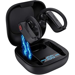 ワイヤレスイヤホン耳掛け 運動向けbluetooth5.0搭載 ワイヤレス イヤホン スポーツ適合 50時間連続再生 6Dステレオサウンド 高音質 CVC8.0ノイズキャンセリング マイク内蔵 自動ON/OFF/ペアリング 両耳通話 IPX7防水 ライニングBluetooth イヤホン 音量調節可能 片耳両耳 LEDディスプレイ残量表示