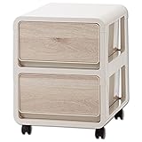 オリジナル 木目調プラスチック収納チェスト バウム 2段タイプ No.9 キャスター付き 完成品 プラスチック収納ボックス 洋服タンス 収納チェスト 木製風前板 収納プラスチックケース 引出し 小物入れ (2段タイプ, 木目調前板 No.9