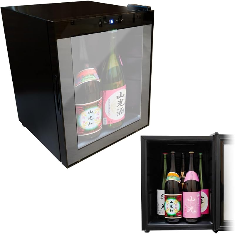 THANKO 一升瓶を縦置きできる日本酒冷蔵庫 俺の酒蔵 JPSABRSBK 日本酒 一升瓶 ワイン 対応 一升瓶 5本 縦置き可能 省電力 ファン搭載