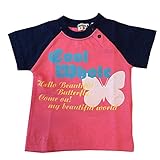 ベビー ラグラン 半袖Ｔシャツ ピンク 生後6ヶ月 70cm 背面フリル 蝶々