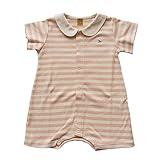 オーガニックコットン　日本製　ベビー赤ちゃん用　ボーダー半袖セラーオール　ピンク　ORGANIC GARDEN　オーガニックガーデン
