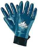 MCR Safety 9786XL Predalite Nitrile Rubber Fully Coated Gloves with PVC Safety Cuffs, Smooth, Blue/W