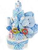 Gingham and Giggles Diaper Cake (Blue (Boy)) by Gifts to Impress