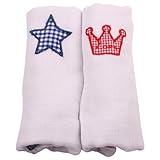 Minene Muslin Squares with A Embroidered Star and Crown (2 Pieces, White and White) by Minene