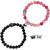 Ymeeaa Couples Bracelets King&Queen Crown His and Her Bracelets Heart Matching Bracelets Long Distance Relationship Gifts for