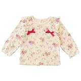 (チャックル) chuckle *スウィートガール*フリル付き花柄長袖Tシャツ クリーム 80cm P3370-80-40