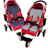 気分で選べる　リバーシブル　クッション　ベビーカー　バギー　チャイルドシート (ネイビー)