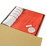 TRANPARAN ベビーギフトセット cumuco和晒6重ガーゼケットとデイリーボーダーフェイスタオル (レッドボーダー×オレンジ)