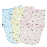LUXEHOME Super Soft Baby Adjustable Swaddle Cotton Blanket, Set of 3 by LUXEHOME