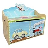 Fantasy Fields - Transportation Thematic Kids Wooden Toy Chest with Safety Hinges Imagination Inspir