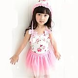 送料無料 子供水着 キッズ水着 水着 女の子 ワンピーススイムウエア 花柄 リボン 女の子 子供水着 みずぎ かわいい 帽子付き 水着 オシャレ ワンピーススイムウエア ピンク (XL, ピンク)