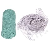 Dovewill 2本入　赤ちゃん　ベビーシャワー　ニット　レース　毛布　おくるみ　ラップ　伸縮性　装飾毛布