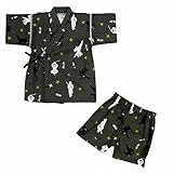 甚平 ベビー 男の子 忍者柄 上下セット じんべい じんべえ チャコール 95