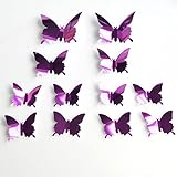 Mr。S Shop 12pcs /設定美しいDIYミラーバタフライ壁ステッカー 11cm*2/8cm*2/6.5cm*8