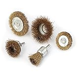 uxcell ワイヤー ホイール ブラシ5 in 1 セット スチール ポリッシュ グリンダー クリーニング ゴールド トーン
