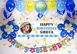 ●1番人気●A067☆BLUE風船セット■パーティー横断幕でお誕生日を飾りましょ♪【写真+名前入り 横断幕♪】A067*BLUE/ 誕生日バナー　パーティー装飾用品　◆横断幕+バルーン装飾SET◆..