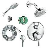 Hansgrohe KSH15753-04070-72PC Croma C 100 Showerhead Kit with Handshower Thermostatic Trim with Dive