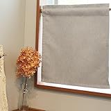 カーテン研究所≪二級遮光リネン風ナチュラル厚地小窓カーテン グレージュ≫ 幅40cmx丈90cm 1枚入り 2級遮光 カフェカーテン 目隠し のれん 遮熱 保温 洗える ナチュラル シンプル