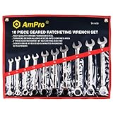 AMPRO T41479 10 Piece Geared Combination Wrench Set by AmPro
