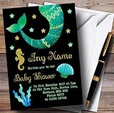 ゴールド&ブラックMermaid Invitationsベビーシャワー招待状 150 Invitations
