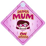 Superhero Mum On Board Car Sign New Baby / Child Gift / Present / Baby Shower Surprise by mybabyonbo
