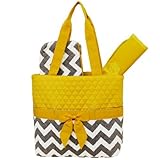 Grey & White Chevron Print 3pc. Diaper Bag (Yellow) by NGIL [並行輸入品]