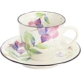 セラミック藍 花つみ コーヒー碗皿 桔梗 サイズ：約φ9 H7.5 60188