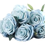 人工シルク1 Bunch 10ヘッドFrench Rose Floral Bouquetフェイク花 One Size ブルー SFBHA32823819641