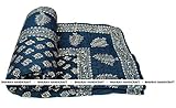 Indian Rajsthaniマルチ色Lotusキルトハンドメイド、Designer Rajai (Razai、100 %コットン、キングサイズ90 x 104インチエキゾチック色by Bhaira