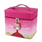 ［ドリーマー］　化粧ケース　化粧ボックス　メイクボックス　バニティーケース　コスメ　化粧道具入れ　間仕切り　取っ手付　鏡付き　可愛い　大容量　機能的　美容　ファスナー　バラ色