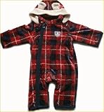 ボア製ベビー服　カバーオール　オーバーオール　ベビー服　暖か　つなぎ　着ぐるみ　防寒着　おくるみ　出産祝いやギフトにもどうぞ (赤)