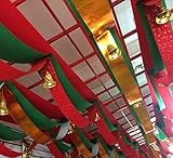 室内装飾 リボンバナー クリスマスなどイベントの飾り付けに (１ｍ, 赤×緑×赤)