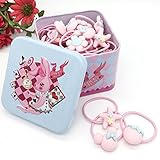 RaiFu ヘアゴム 髪飾り キッズ ヘアアクセサリー スタイリッシュ ナイロン 弾性 ヘッドバンド ヘアーバンド 女の子 子供 幼児 おしゃれ かわいい 40個セット 漫画のピンクのウサギ