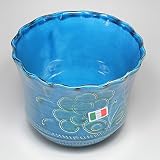 イタリア製 陶器 鉢カバー 底穴ナシ テラコッタ 青 直径18cm フリル プランター グラフィート pon-175-18bl