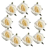 Perfk 10個　薔薇　ヨーロッパ風　ホーム飾り　ヘッドバンド　花部分のみ　ヴィンテージ　手首花作り　シルクバラ　造花 - クリーム