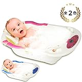 Felimoa 新生児用ベビーバス 温度計付き お風呂 安心設計 床置きタイプ 20通り以上の音楽で赤ちゃんが喜ぶ (ピンク)