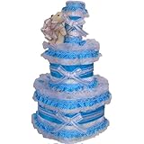おむつケーキ【3段】プリンスくまさんケアベアのタオル付き 出産祝い男の子用オムツケーキ